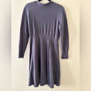 Lavender Ribbed Knit Midi Dress with Long Sleeves